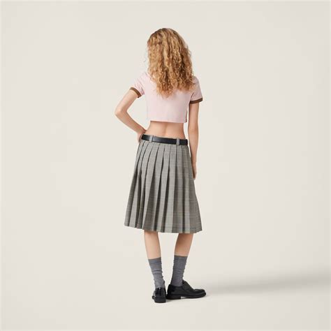 Cinnamon Prince Of Wales Check Pleated Skirt 